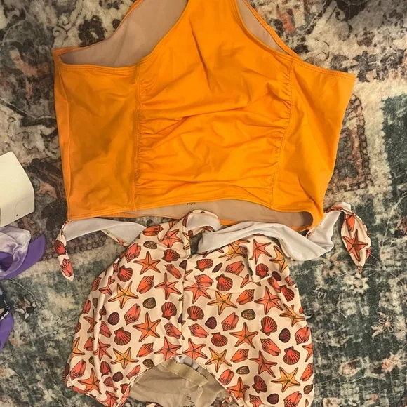 Orange and Seashell Print Bikini Set - Picture 2 of 4